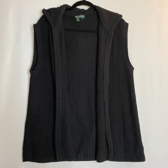 Lauren Jeans Company Ralph Lauren Sweater Hooded Sleeveless Cardigan Size L - Picture 1 of 12